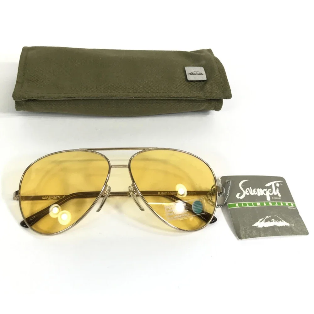 Vintage Serengeti Sunglasses 5123S Mens Gold Aviator Photochromic Kilimanjaro